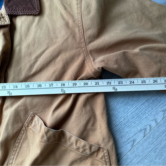 Lands’ End Barn Coat Men’s M Tan Chore Jacket Plaid Lined Corduroy Collar - Picture 6 of 9